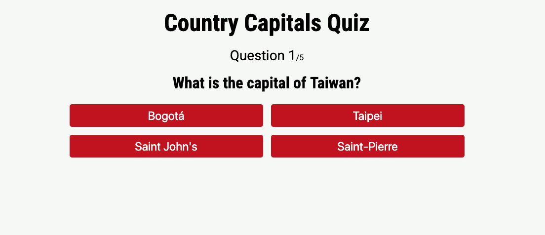 Country Capitals Quiz